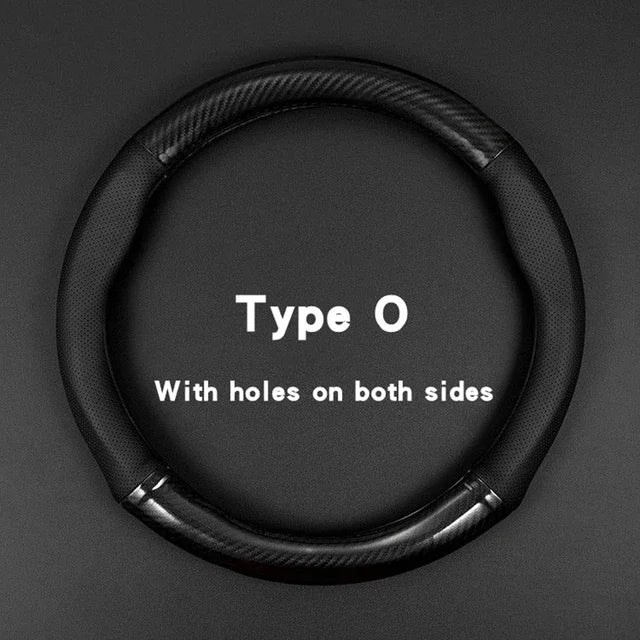 Carbon Fiber Look Leather Steering Wheel Cover – Universal Fit