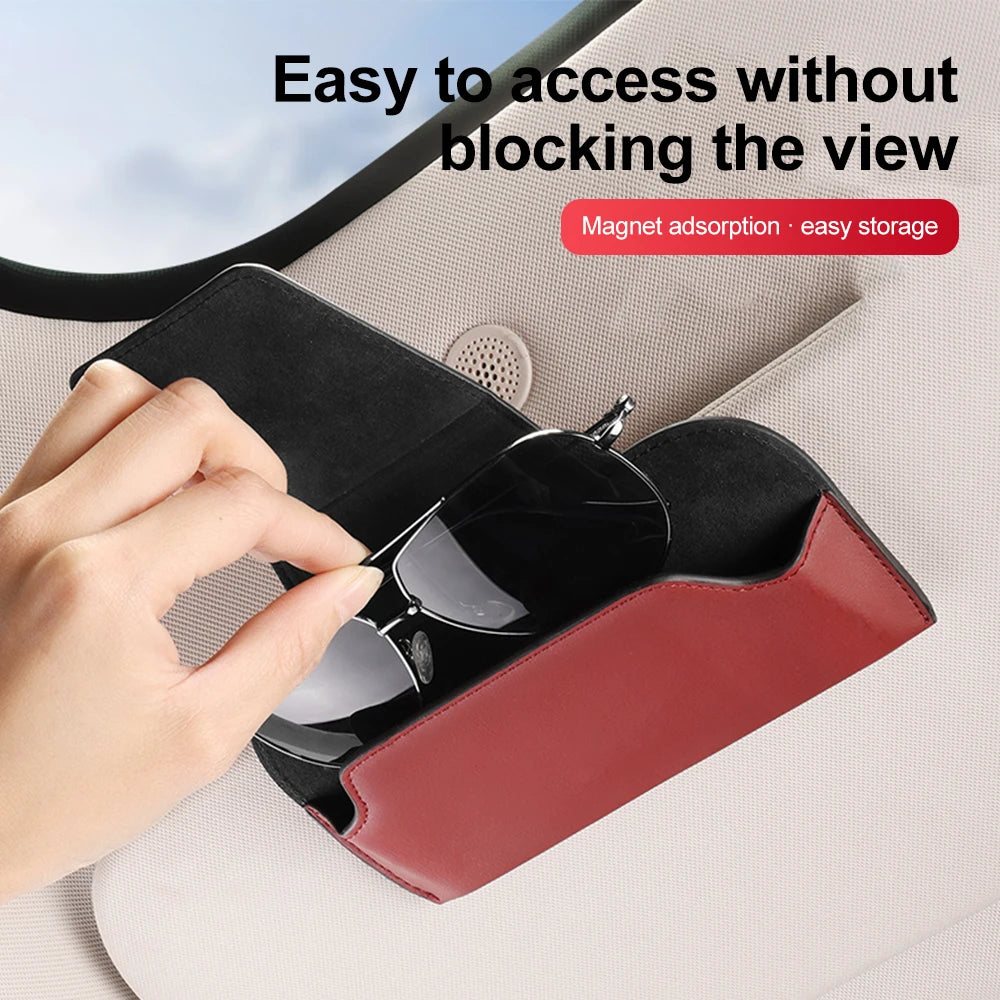 Magnetic Car Sunglasses Holder Case Universal Auto Sun Visor Glasses Box Clip Sunglasses Holder Fastener Eyeglasses Storage