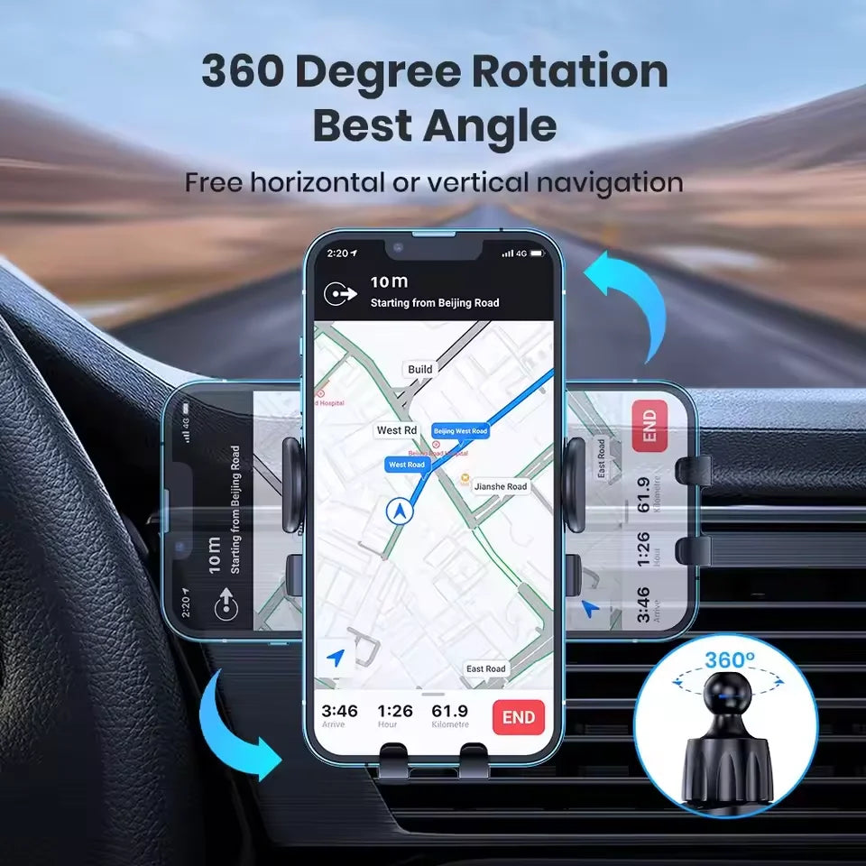 NEW Mobile Phone Holder Air Outlet Gravity Sensor Car Holder Riangle Gravity Frosted Simplicity Solid Metallic Material