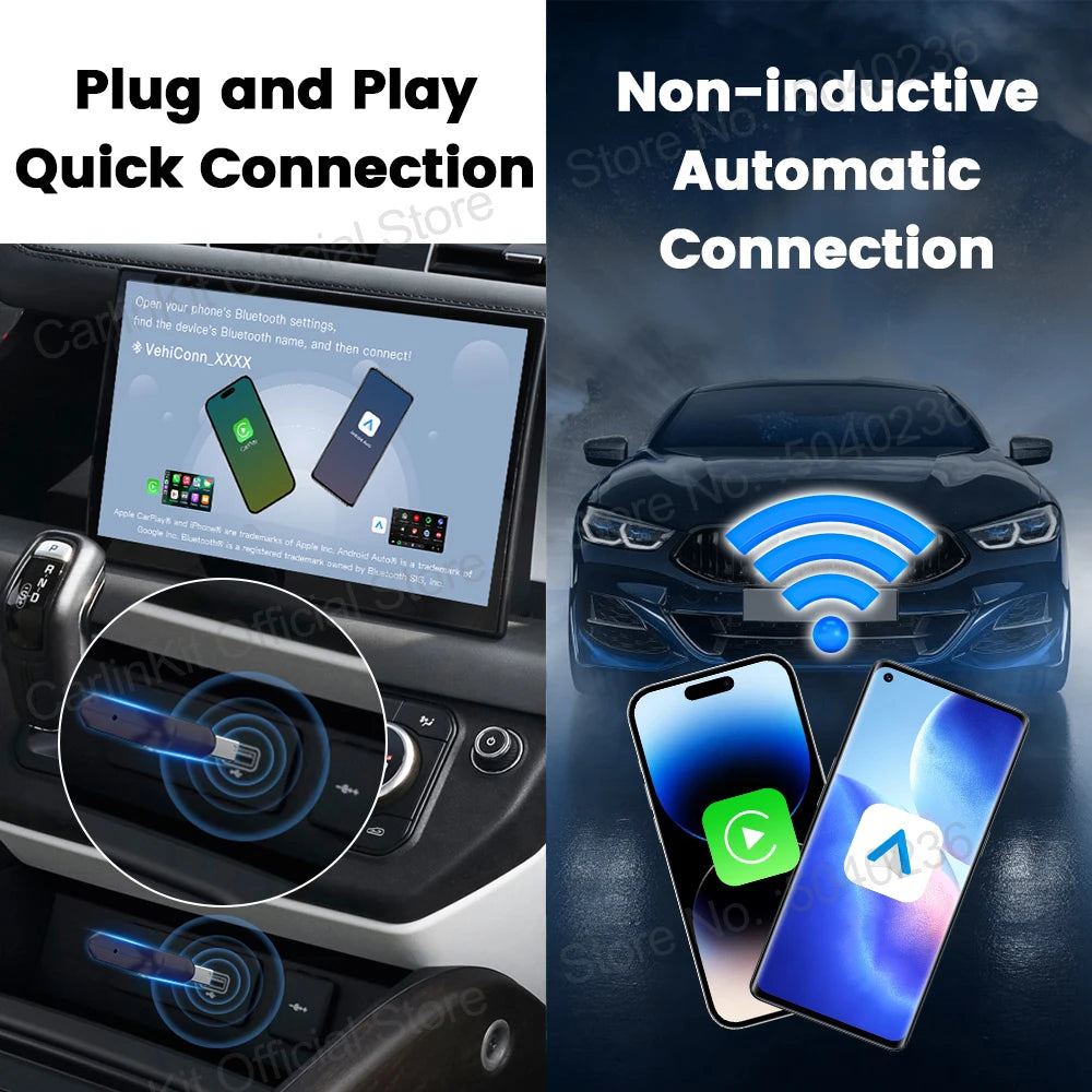 CarlinKit 5.0 Mini Ultra Wireless Adapter Wireless CarPlay Android Auto For OEM Car Plug and Play WiFi Bluetooth Auto Connection