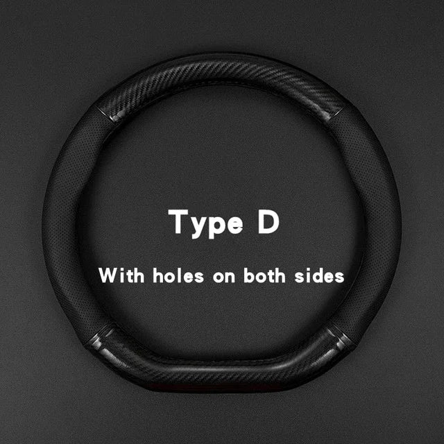 Carbon Fiber Look Leather Steering Wheel Cover – Universal Fit